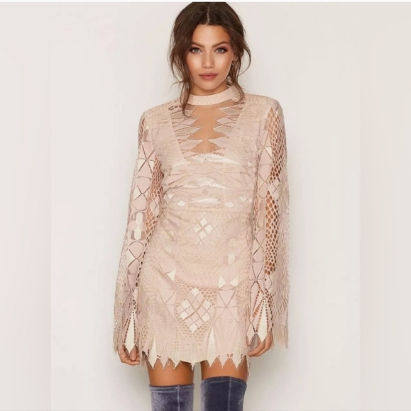 Free People Lace Deco Mini Dress NWT